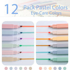 Highlighters Cute Pastel Pens 12 Colors Bible Pens No Bleed with Soft Tip Aesthetics Pens Markers Kawaii Stationary for Students